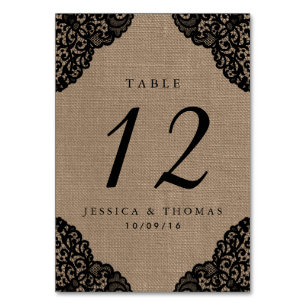 Numéro De Table La dentelle noire sur la collection de Mariages de