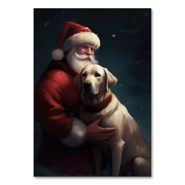Numéro De Table Labrador avec le Père Noël Festif Noël  (Par défaut)
