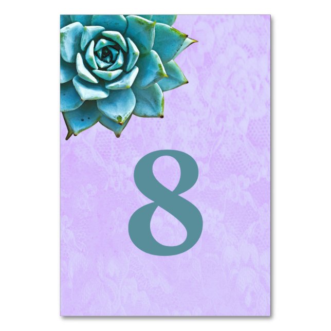 Numéro De Table Lace de Lavande à l'Aquarelle Succulente (Par défaut)