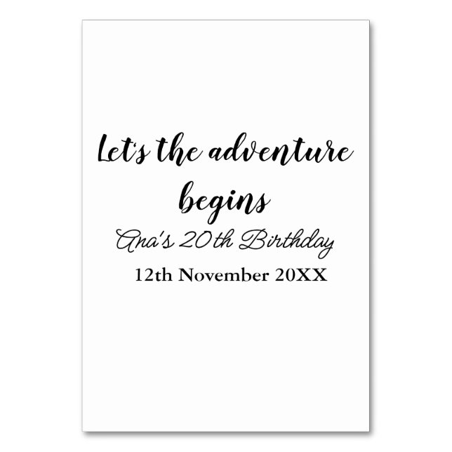 Numéro De Table laisse l'aventure débuter 20e anniversaire ajouter (Par défaut)