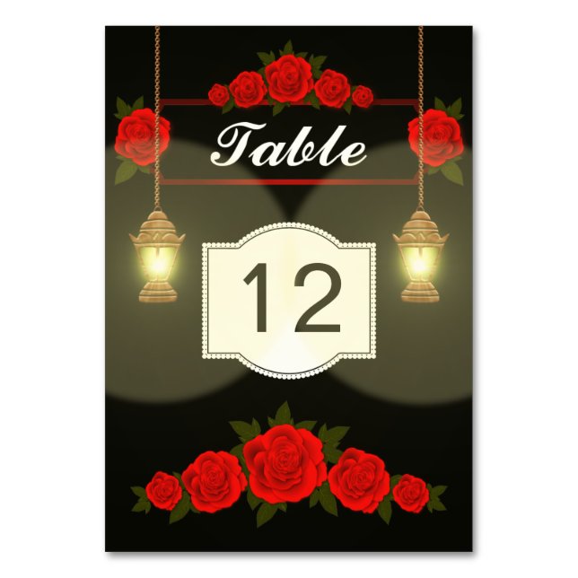 Numéro De Table Lampes Roses Rouges (Par défaut)