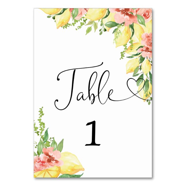 Numéro De Table Lancement de Fiançailles Floral de Citron à l'Aqua (Par défaut)