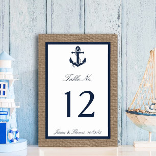 Numéro De Table L'Ancre De La Marine Sur La Collection De Mariages