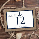 Numéro De Table L'Ancre De La Marine Sur La Collection De Mariages<br><div class="desc">L'ancre marine sur la collection de mariage de plage de burlap est parfait pour tout couple planifiant un mariage romantique au bord de la mer. L'arrière - plan rustique effet burlap donne à ces invitations une sensation boho-chic, tandis que la couleur bleu marine nautique peut être utilisé dans tout votre...</div>