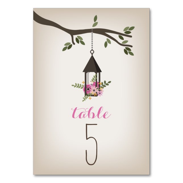 Numéro De Table Lanterne rose et arbre Mariage Numéro de tableau (Par défaut)