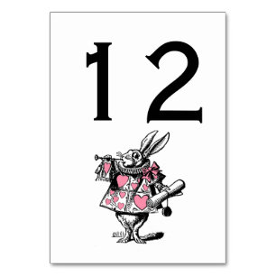 Numéro De Table Lapin Blanc Trompettiste Alice Av Wonderland Rose