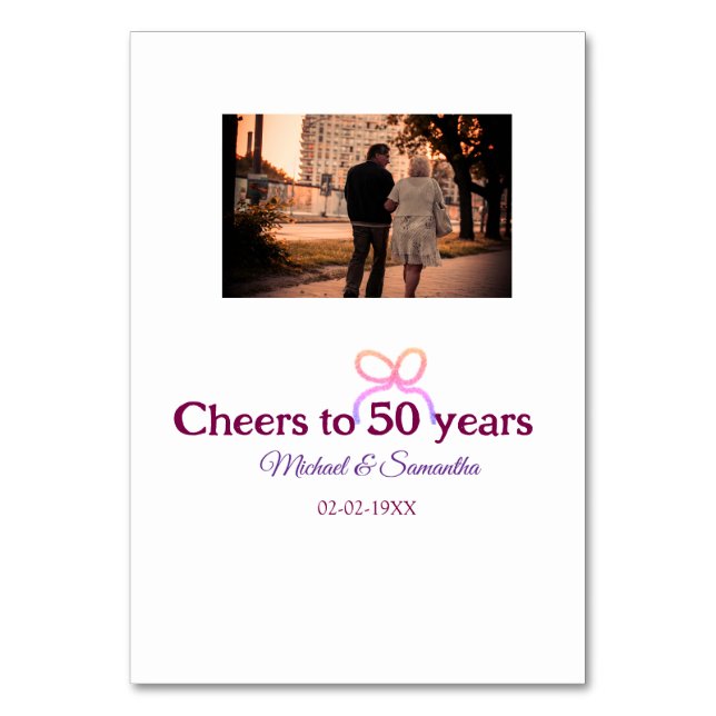 Numéro De Table L'arc rose applaudit à 50 ans de mariage (Par défaut)
