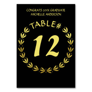 Numéro De Table Lauréat 2023 Wreath Gold Black Custom