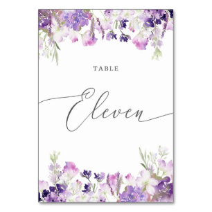 Numéro De Table Lavande florale Onze Numéro de tableau