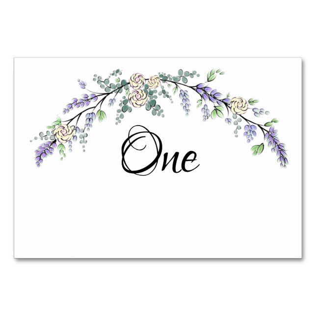 Numéro De Table Lavande Rose Ivoire et Eucalyptus (Devant)