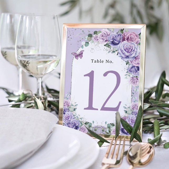 Numéro De Table Lavande violette Lavande Florale Anniversaire Quin (Créateur téléchargé)