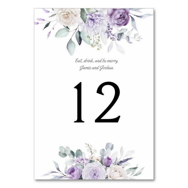 Numéro De Table Lavender Peonies et Mariage Rose Numéro de tableau (Par défaut)