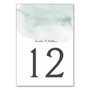 Numéro De Table Laver d'aquarelle verte Wasabi  