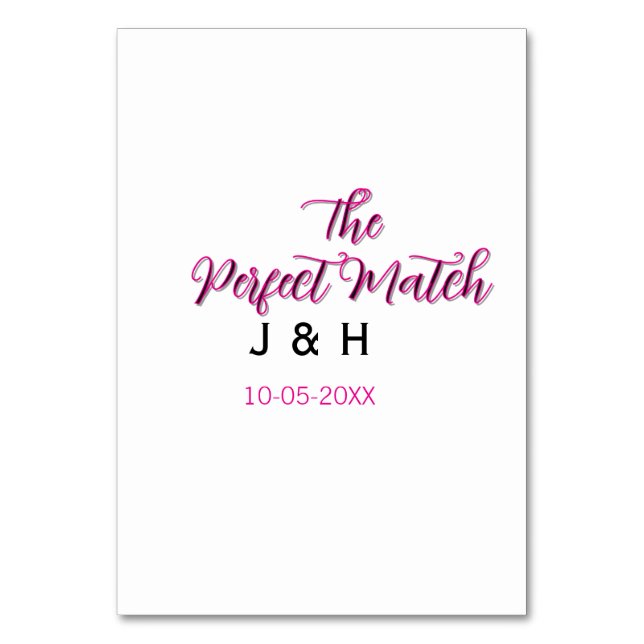 Numéro De Table Le parfait match rose noir nom date mariage cou (Par défaut)