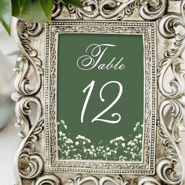 Numéro De Table Le souffle du bébé sur Sage Green (Créateur téléchargé)