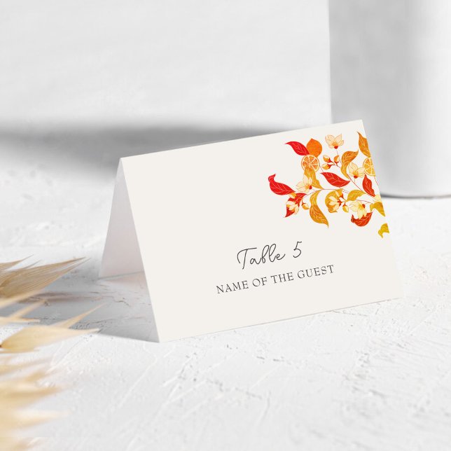 Numéro De Table Lemony Love Citrus Foliage Wedding Place Card (Créateur téléchargé)