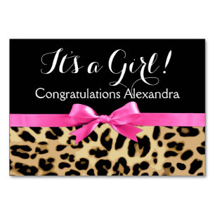 Numéro De Table Leopard Hot rose Bow C'est un Baby shower Safari f