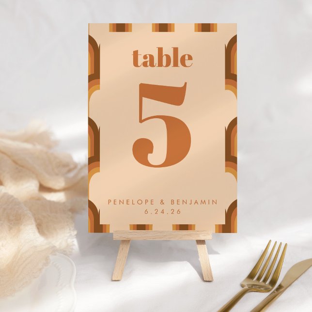 Numéro De Table les années 70 rétro super Design en Mariage Brown  (Créateur téléchargé)