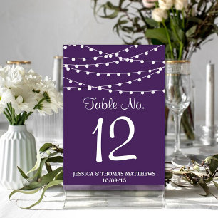 Numéro De Table Les Lumières De Chaîne Sur La Collection De Mariag