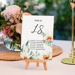 Numéro De Table Les noms de clients fleur sauvage verts et oranges<br><div class="desc">Conçus pour coordonner avec notre collection "Fleurs sauvages d'été Mariage", ces numéros de table mariages rustiques sont parfaits pour toute réception de mariage simple et élégante. Ces cartes de sièges présentent une aquarelle verte et orange des fleurs sauvages d'été et sont facilement personnalisables avec le nom de vos invités en...</div>