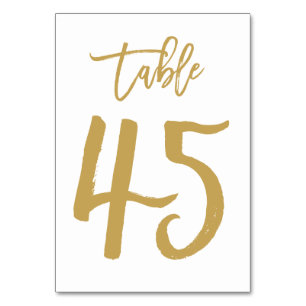 Numéro de table lettres main chic or   Tableau 45