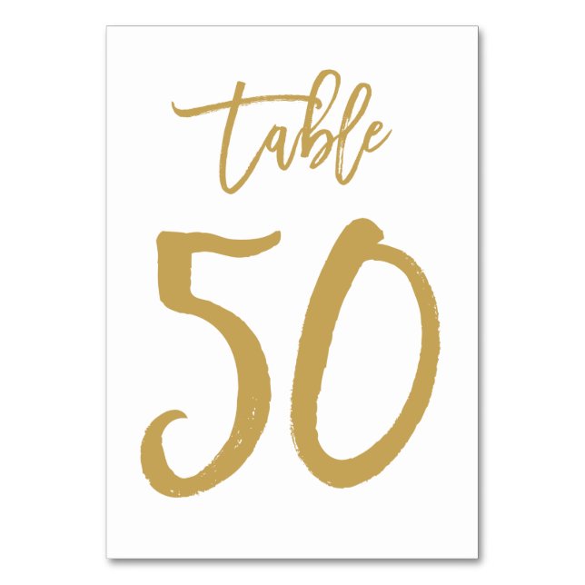 Numéro de table lettres main chic or | Tableau 50 (Par défaut)