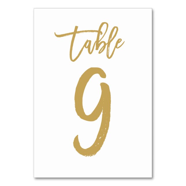 Numéro de table lettres main chic or | Tableau 9 (Par défaut)