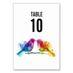 Numéro De Table LGBTQ+ mariage Rainbow Lovebirds