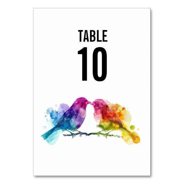 Numéro De Table LGBTQ+ mariage Rainbow Lovebirds (Par défaut)