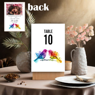 Numéro De Table LGBTQ+ mariage Rainbow Lovebirds