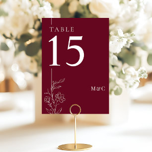 Numéro De Table Ligne artistique florale moderne mariage élégant b