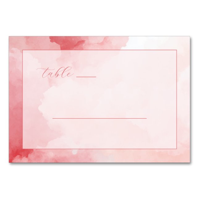 Numéro De Table Lignes aquarelles roses romantiques (Devant)