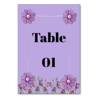 Numéro De Table Lila Violet Lavande Fleur Table de Mariage Perle