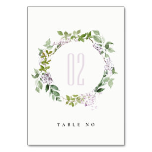 Numéro De Table Lilac Floral Wreath Cottage Jardin Mariage