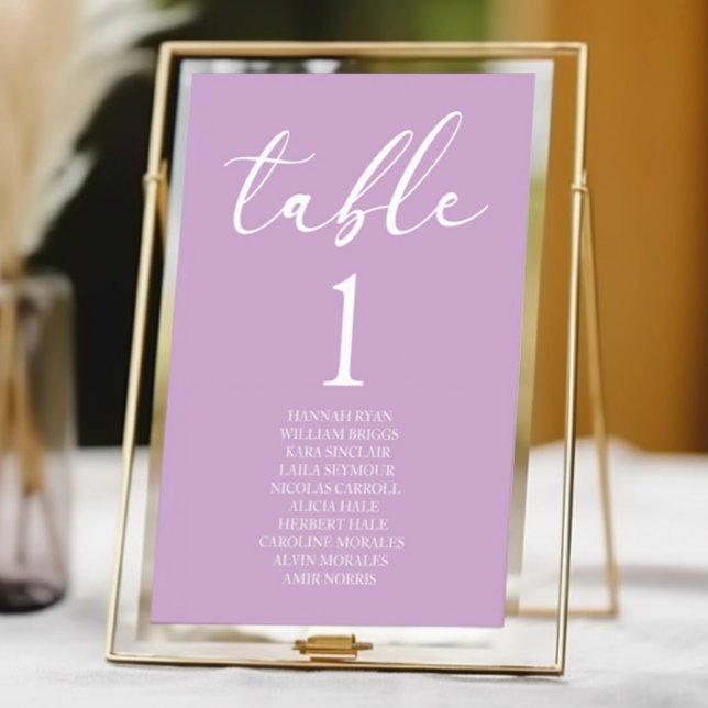 Numéro De Table Lilac Minimalist Elegant Classic Basic Wedding (Créateur téléchargé)