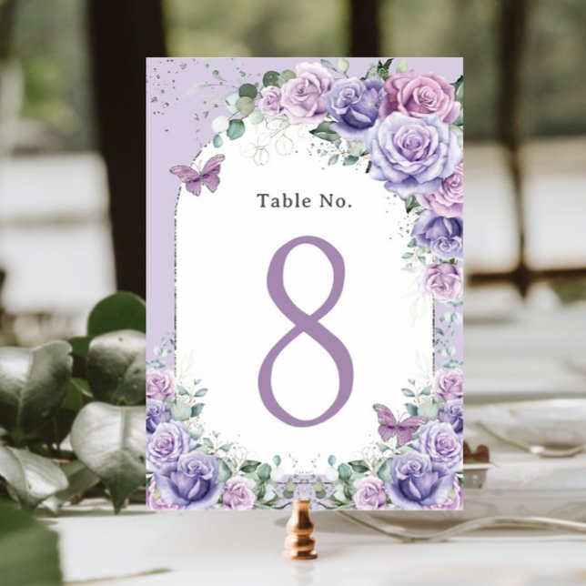 Numéro De Table Lilac Purple Lavande Florale Anniversaire Quincean (Créateur téléchargé)