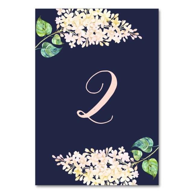 Numéro De Table Lilas blanc. Mariage romantique floral marine bleu (Par défaut)