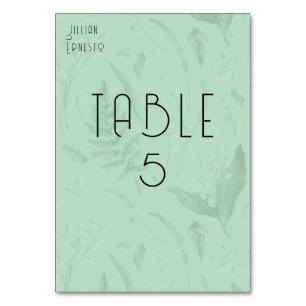 Numéro De Table Lily de Vallée avec des fougères    Vert doux