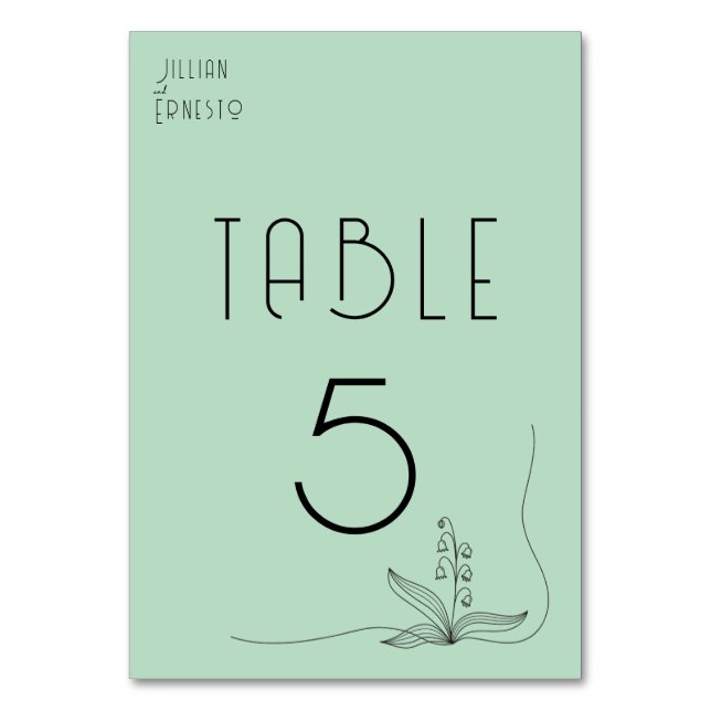 Numéro De Table Lily de Vallée avec des fougères || Vert doux 2 cô (Par défaut)