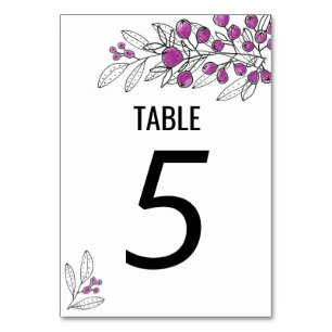 Numéro De Table Limite de la feuille de baies pourpres