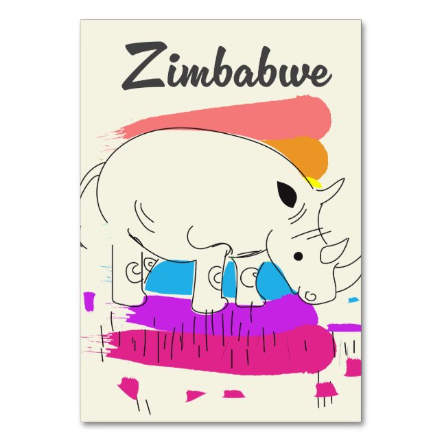 Numéro De Table Logo de voyage rétro Zimbabwe (Par défaut)