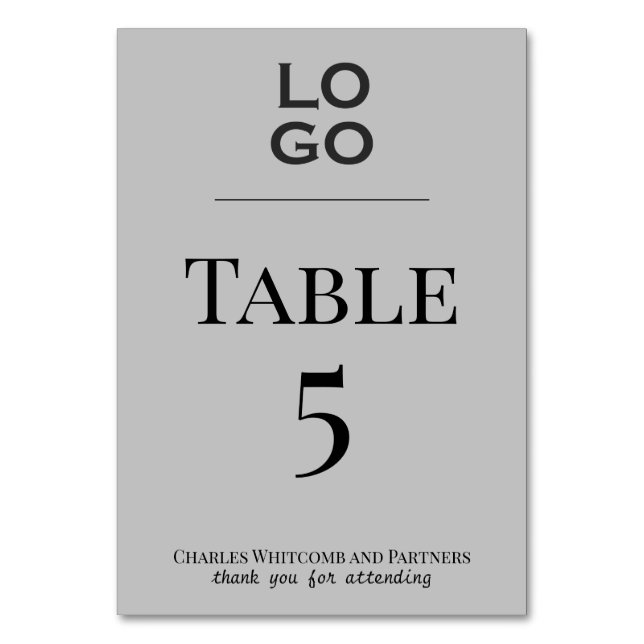 Numéro De Table Logo personnalisé gris Événement d'entreprise (Par défaut)