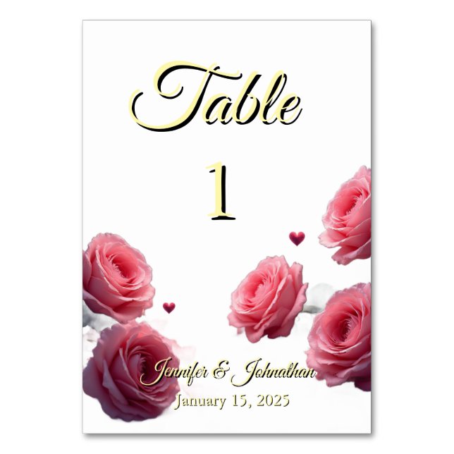 Numéro De Table Love is in Bloom Pink Roses Simple Wedding (Par défaut)