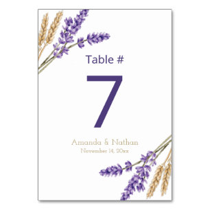 Numéro De Table Lovely Lavender & Mariage de blé