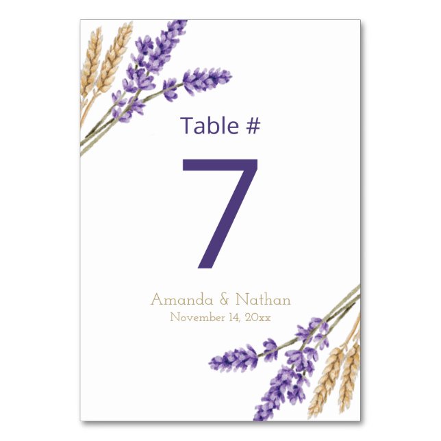 Numéro De Table Lovely Lavender & Mariage de blé (Par défaut)