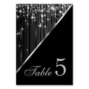 Numéro De Table Lumières brillantes Black et Silver Star