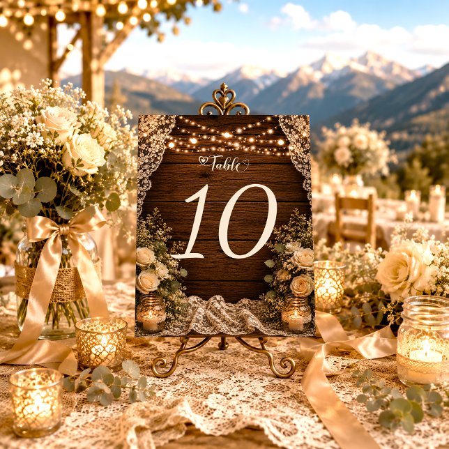 Numéro De Table Lumières de Chaîne Rustiques Simples en Bois et De (Créateur téléchargé)