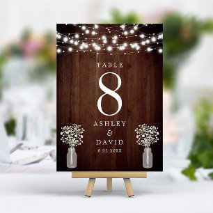 Numéro De Table Lumières de Gypsophile Élégantes pour Mariage