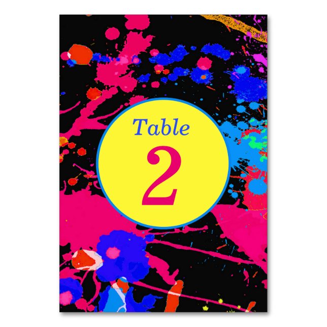 Numéro De Table Luminaire néon, Peinture violette rose jaune, (Par défaut)
