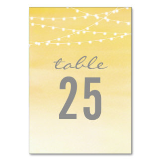 Numéro De Table Luminaires à cordes d'aquarelle jaune citron